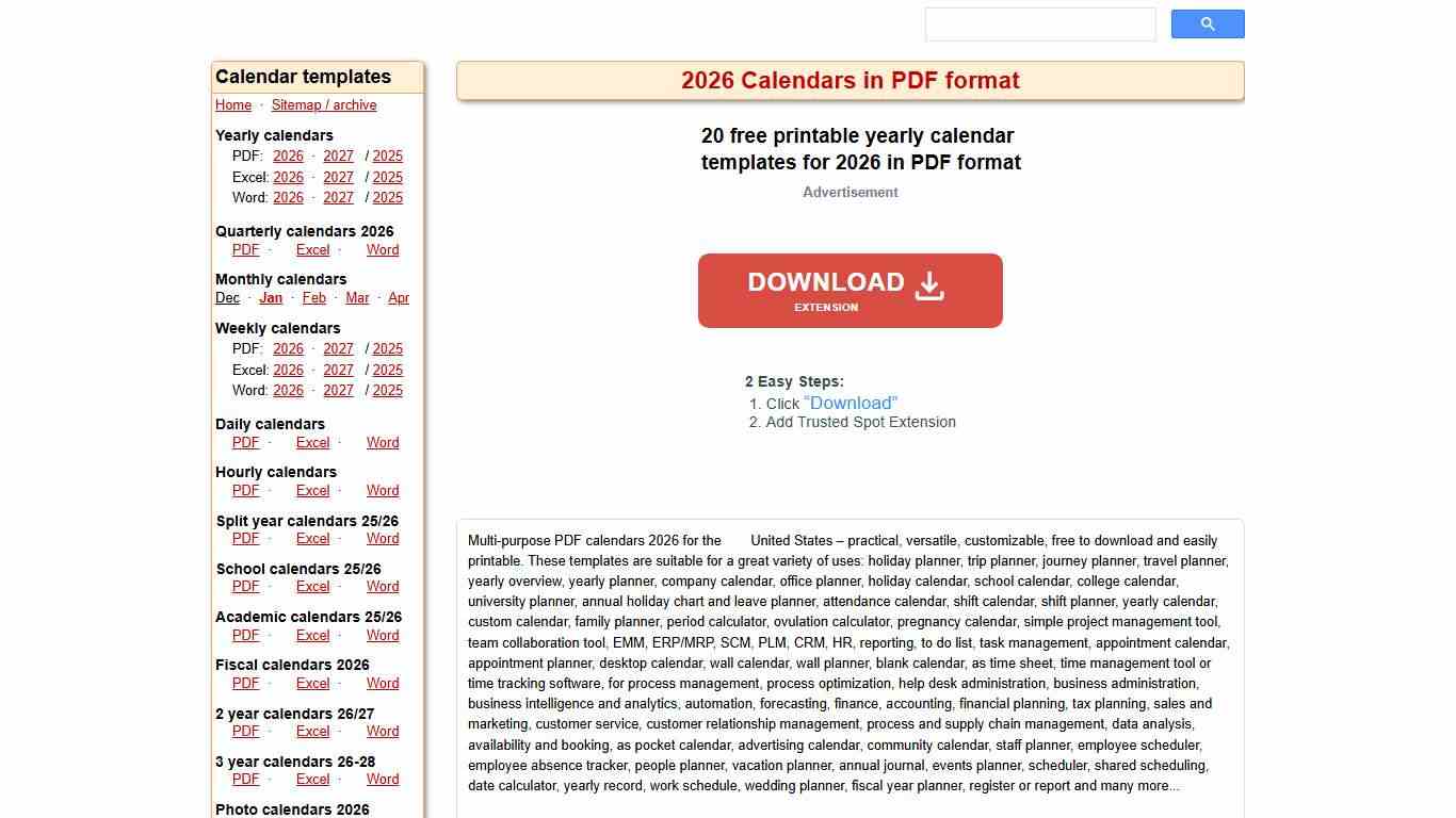 2026 Calendar - Free Printable PDF Templates | Calendarpedia