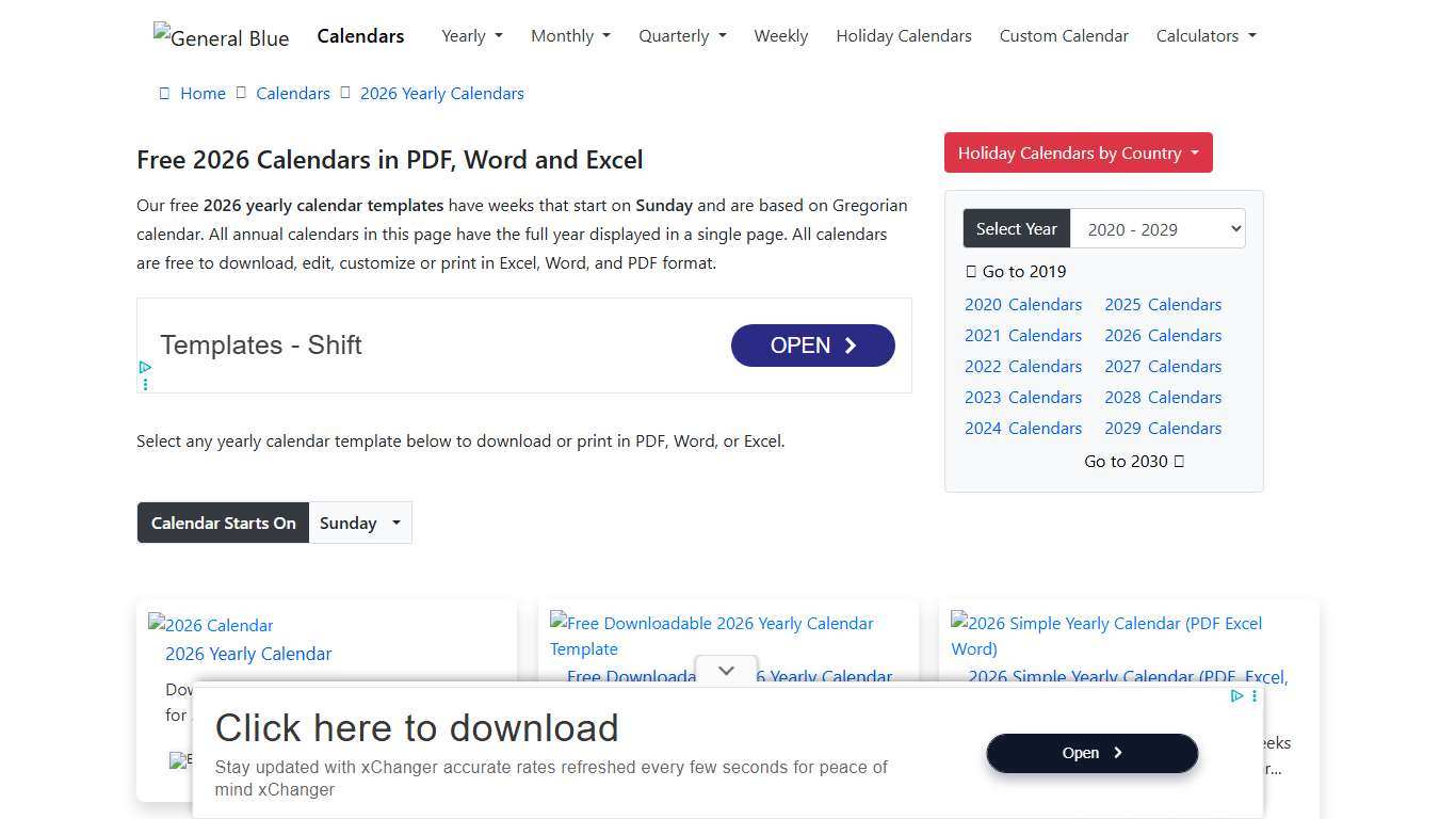 Free 2026 Calendars in PDF, Word, Excel
