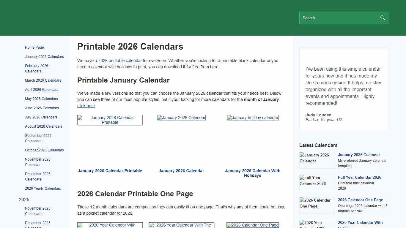 Printable Calendar 2026 - Simple & Useful Printable Calendars