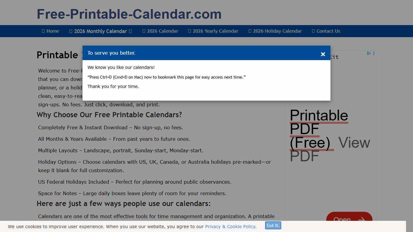 Free Printable Calendars - 2026 Monthly & 2026 Yearly Calendar.