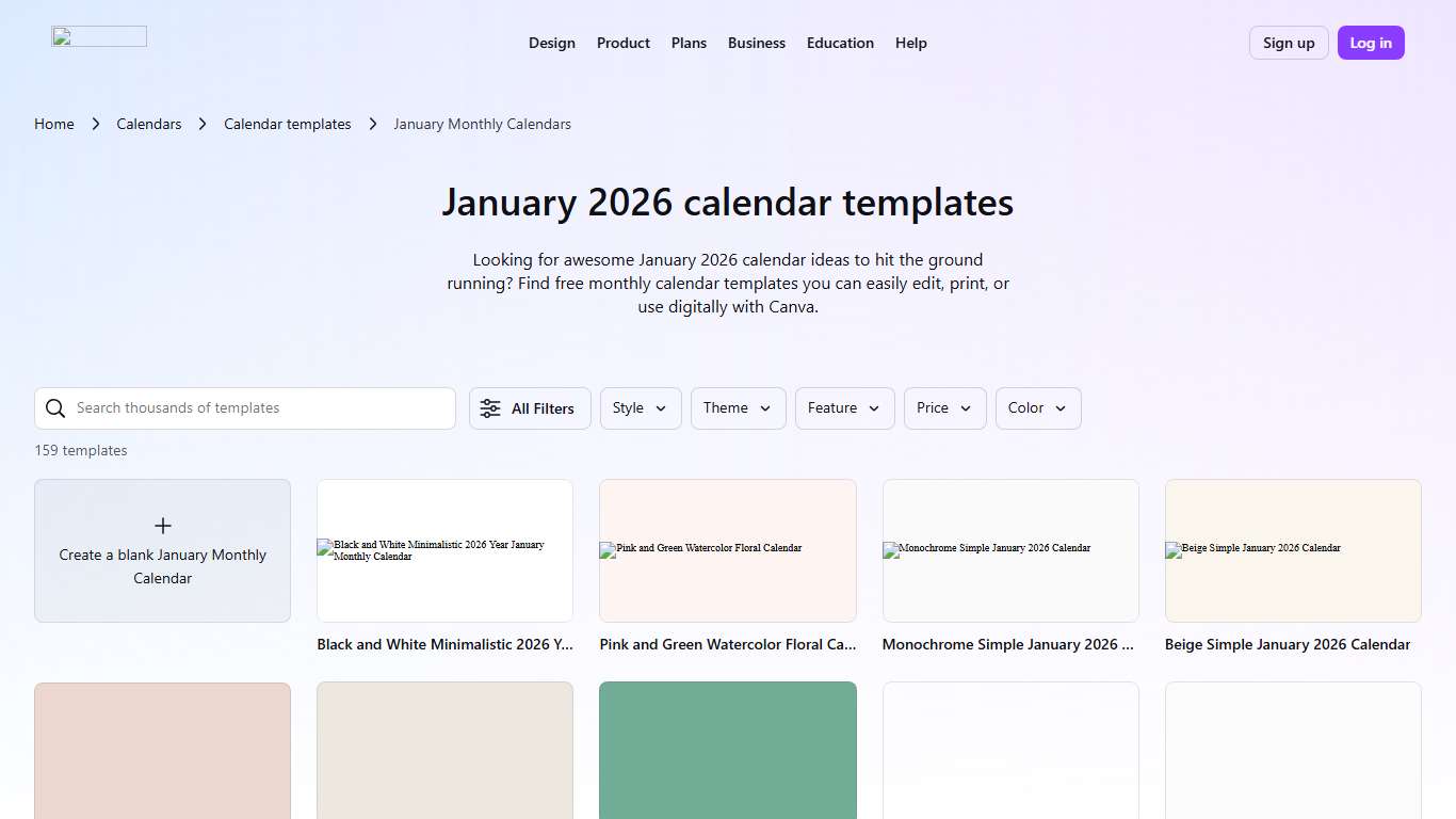 Free and editable January 2026 calendar templates | Canva